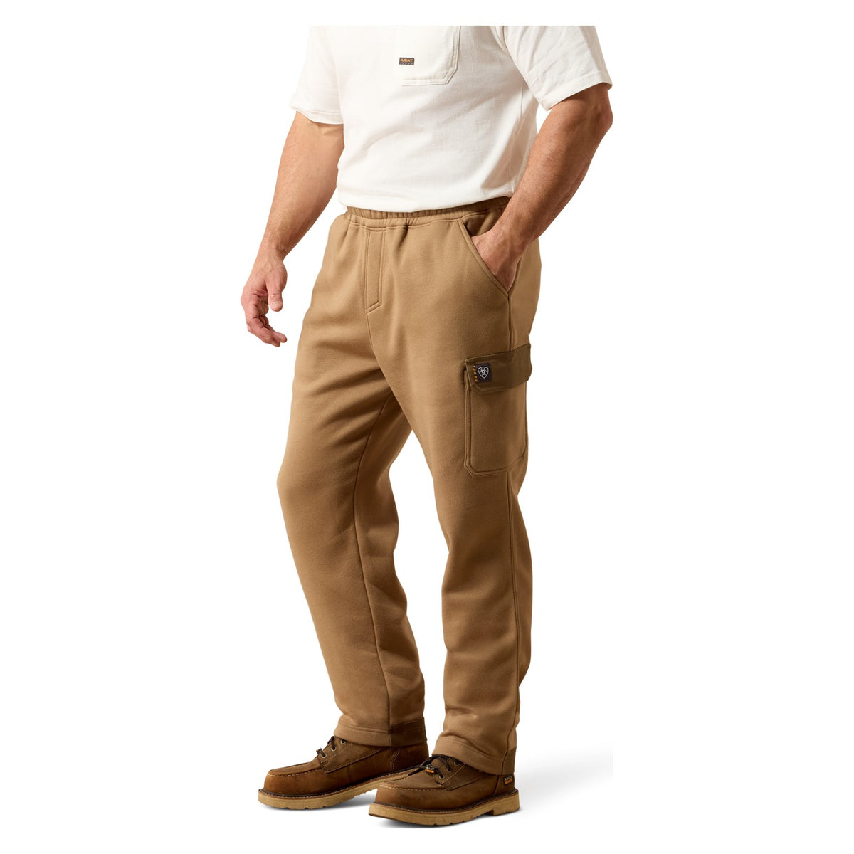 Ariat Men's Rebar Workman Logo Sweatpants, Rebar Khaki – front