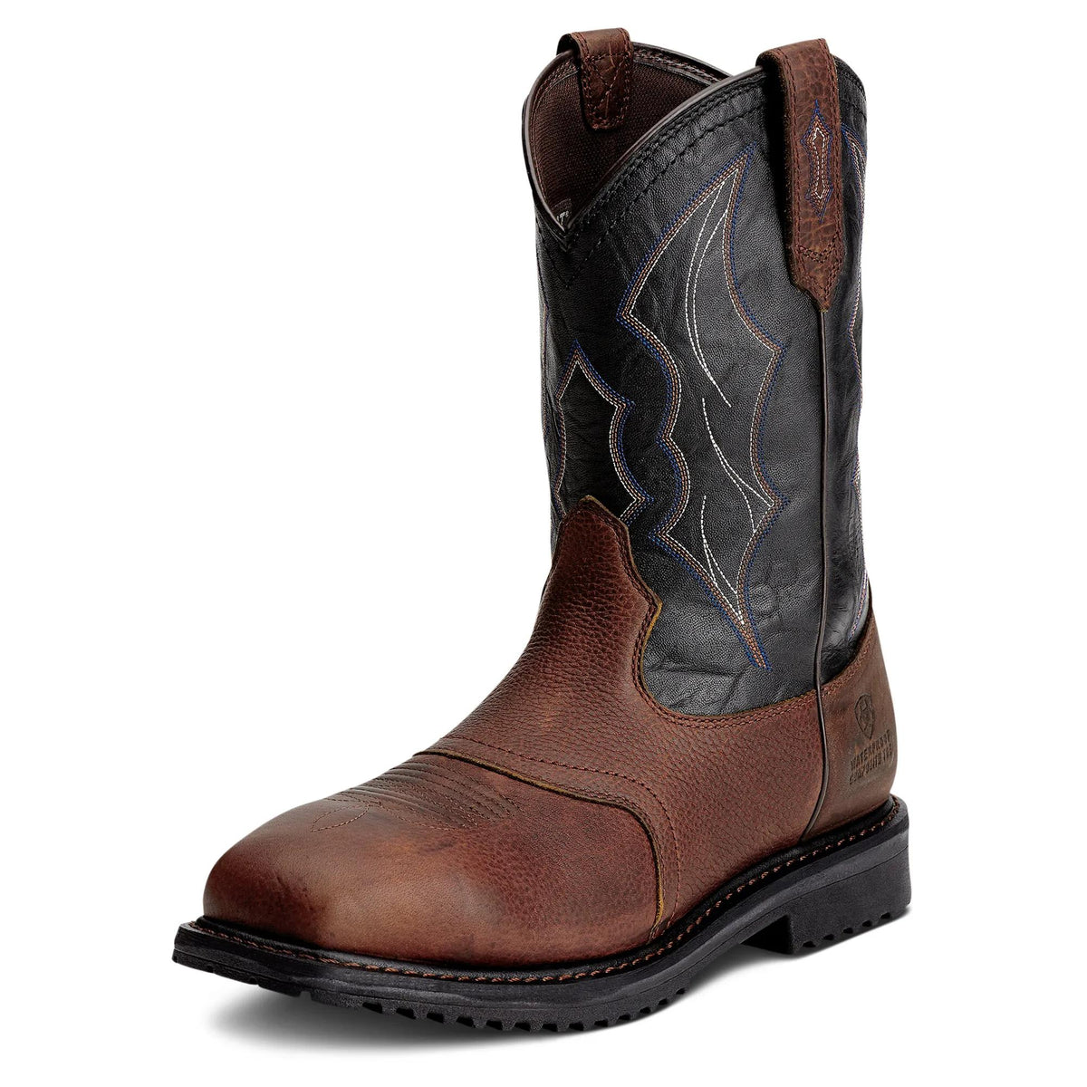 Ariat Men's RigTEK Waterproof Wide Square Toe Composite Toe Work Boot, Oiled Brown – 3-4 front