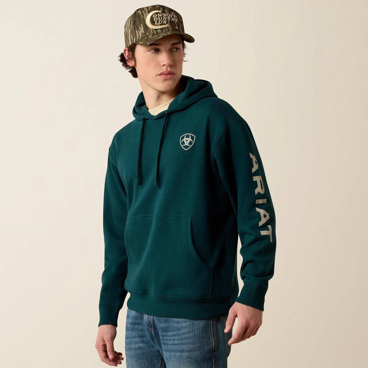 Ariat Men's Logo Hoodie, Sea Moss – front