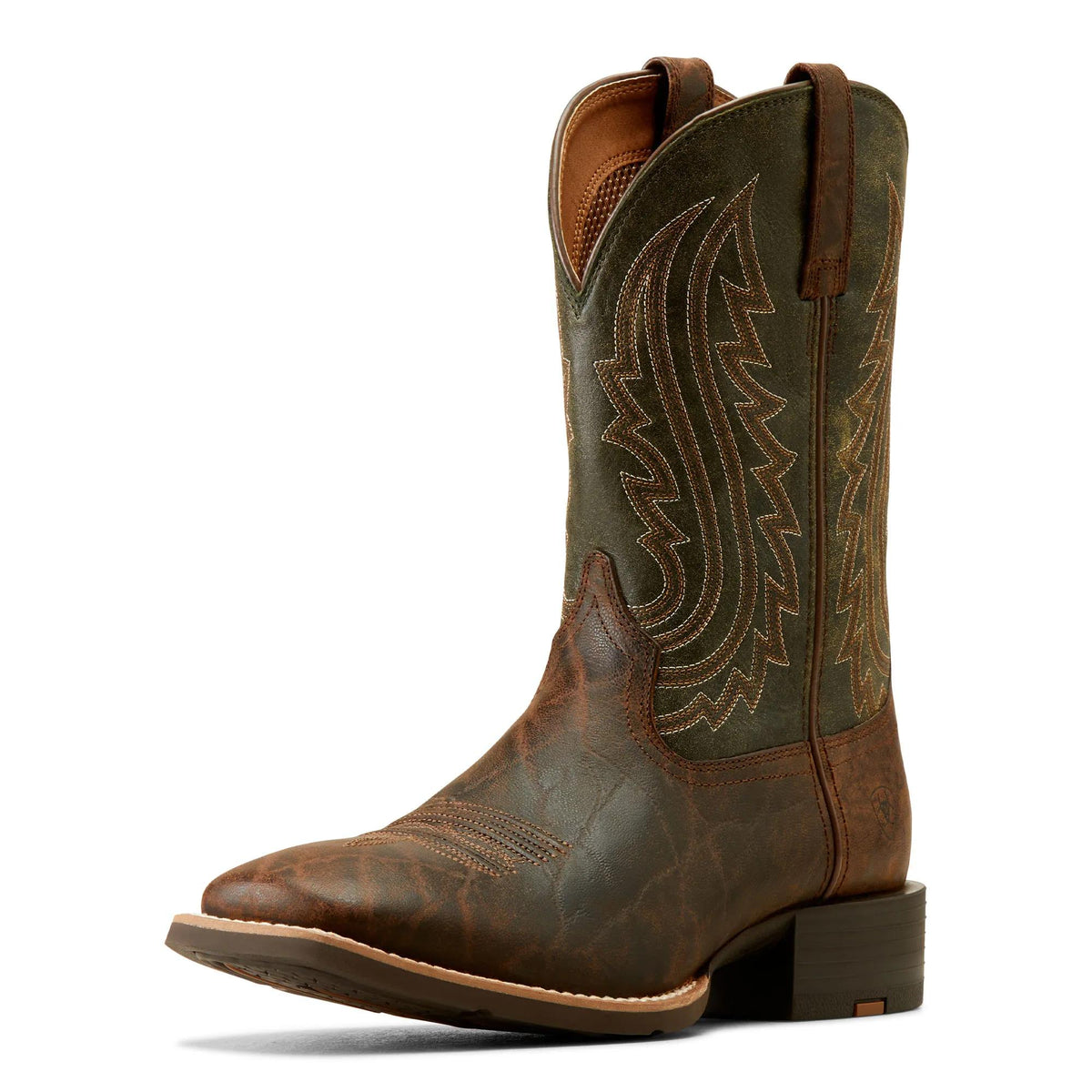 Ariat Men's Sport Big Country Cowboy Boot, Mahogany Elephant Print|Forest Green – 3-4 front