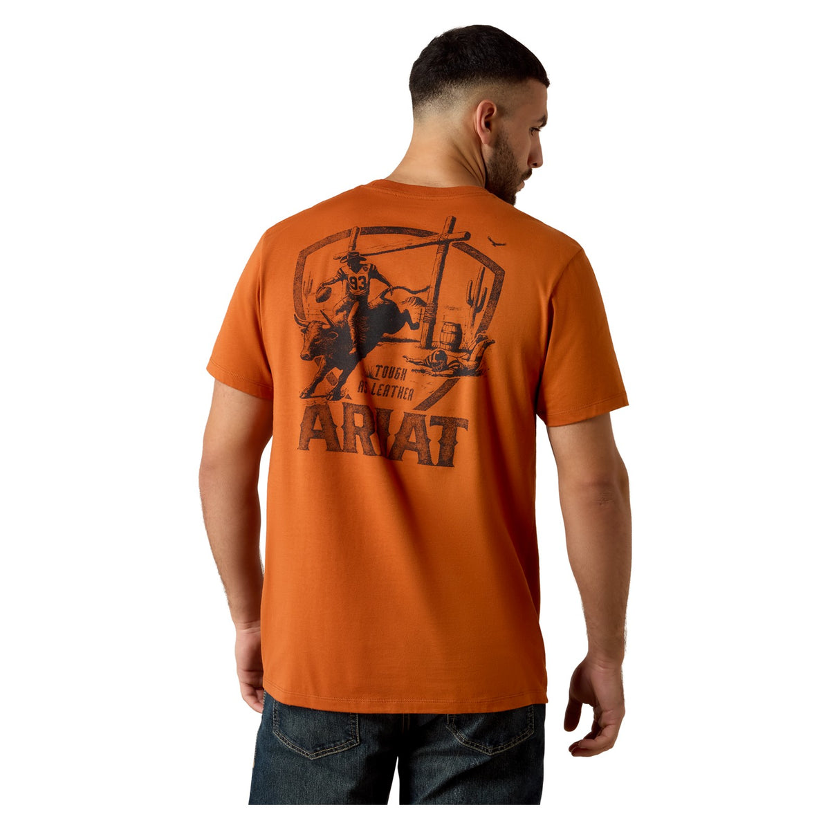 Ariat Men's Tough As Leather T-Shirt, Bombay Brown – back
