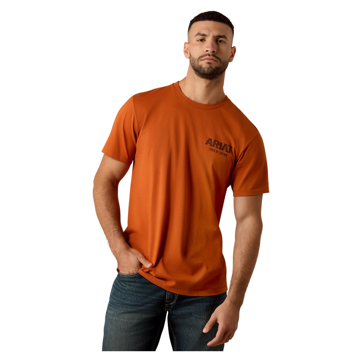 Ariat Men's Tough As Leather T-Shirt, Bombay Brown – front