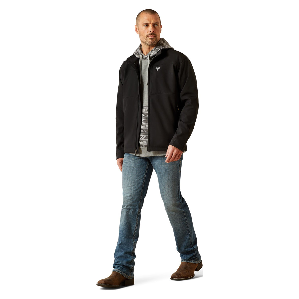 Ariat Men's Vernon Softshell Jacket, Black – full length