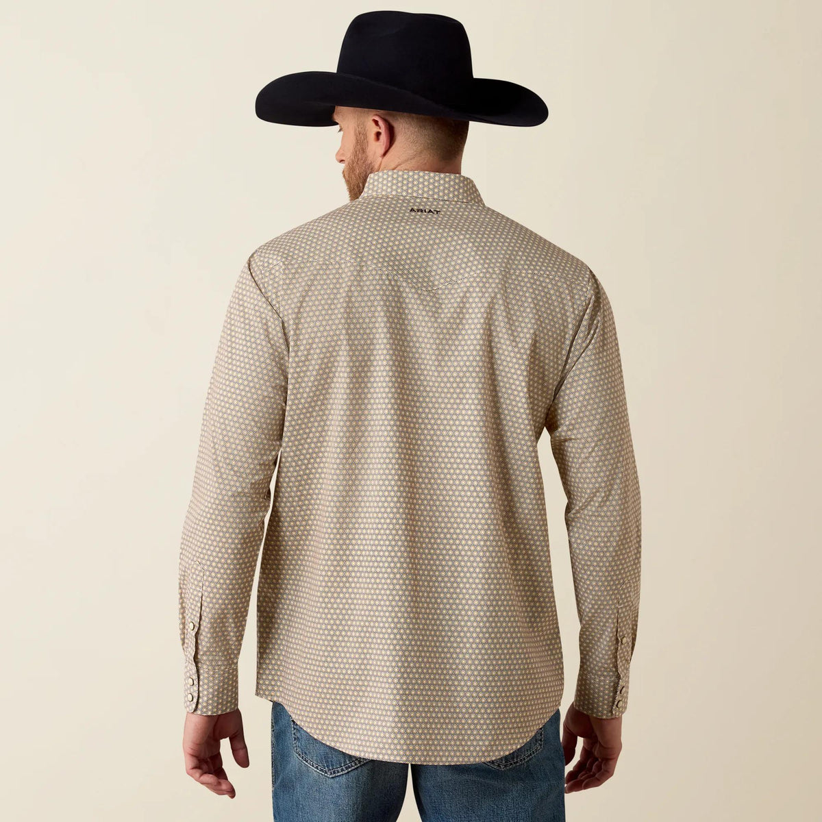 Ariat Men's Pilar Classic Fit Snap Shirt, White Geo Print – back