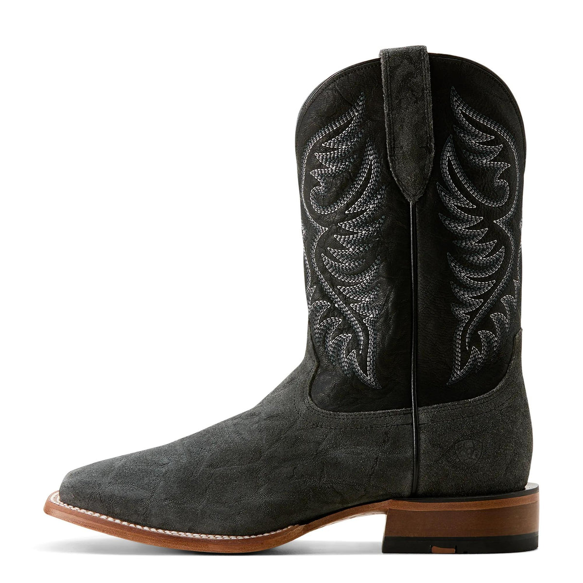 Ariat Men's Wiley Wide Square Toe Cowboy Boot, Black Elephant Roughout Print|Bayou Black – side