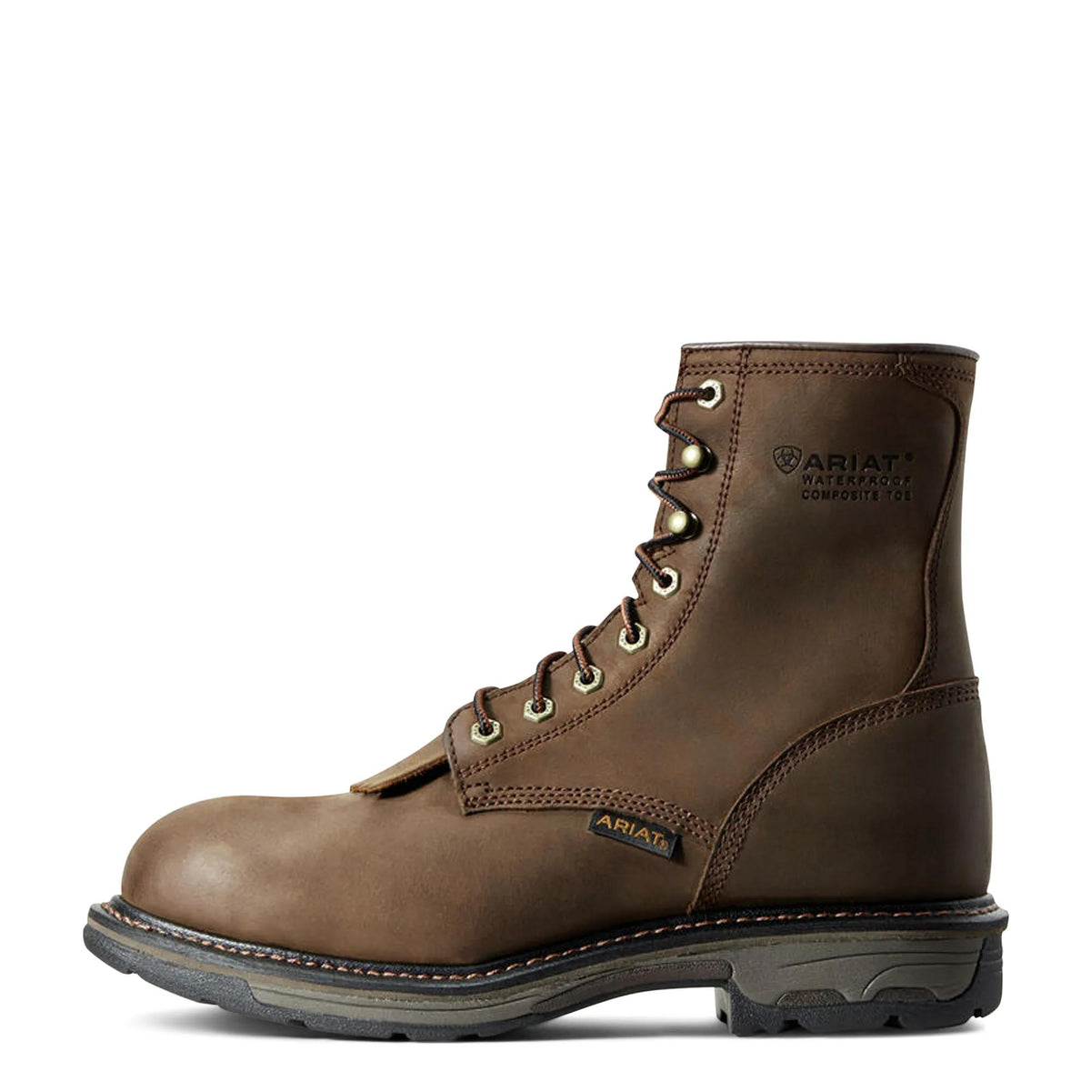 Ariat Men's Workhog 8" Waterproof Composite Toe Work Boot, Oily Distressed Brown – side