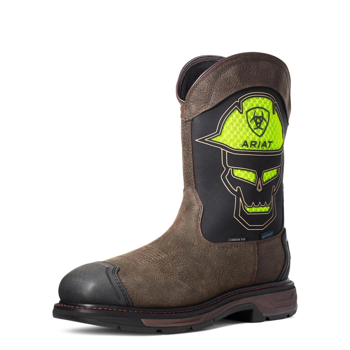 Ariat Men's WorkHog XT VentTEK Bold Waterproof Carbon Toe Work Boot, Iron Coffee – 3-4 front