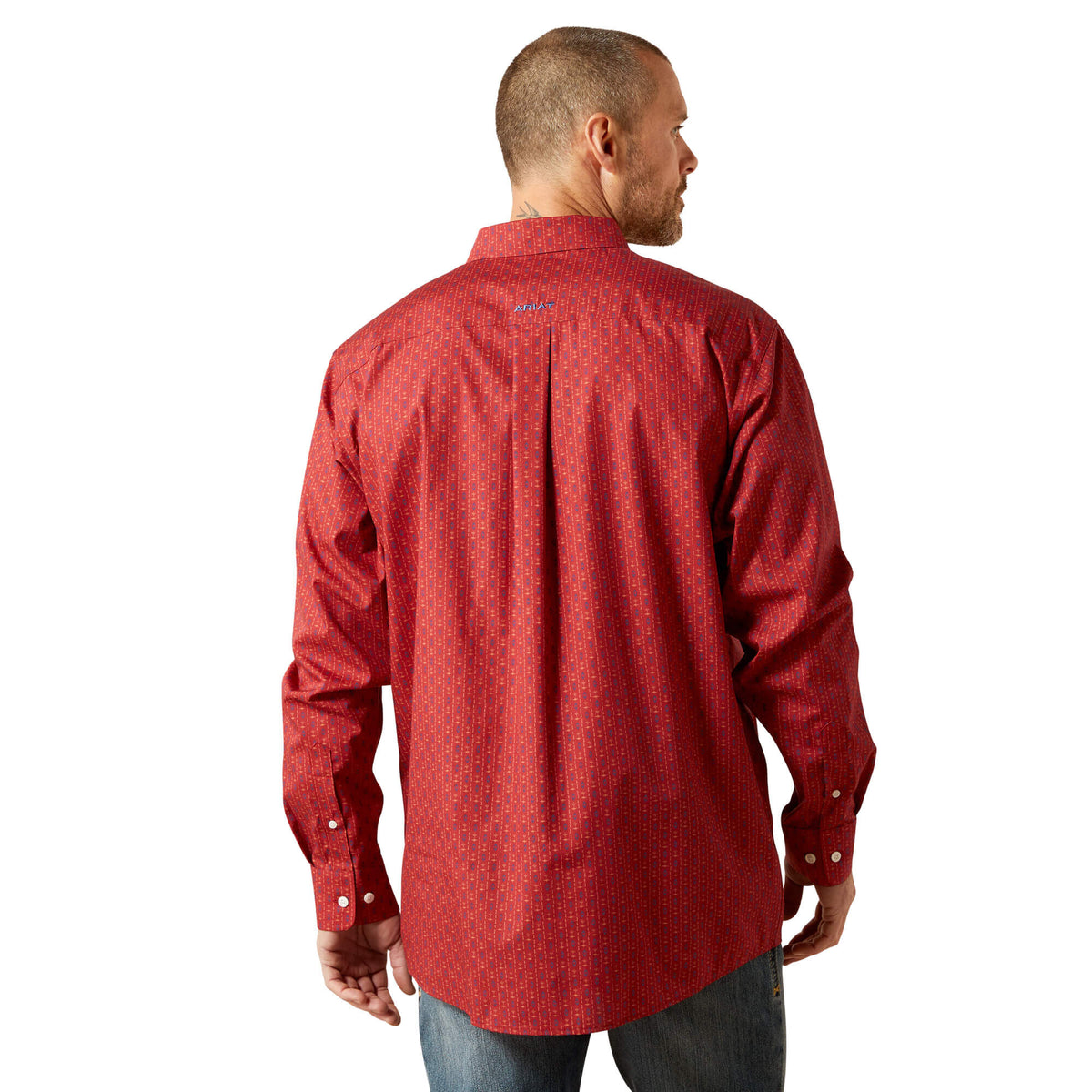 Ariat Men's Wrinkle Free Bruno Classic Fit Shirt, Red – back