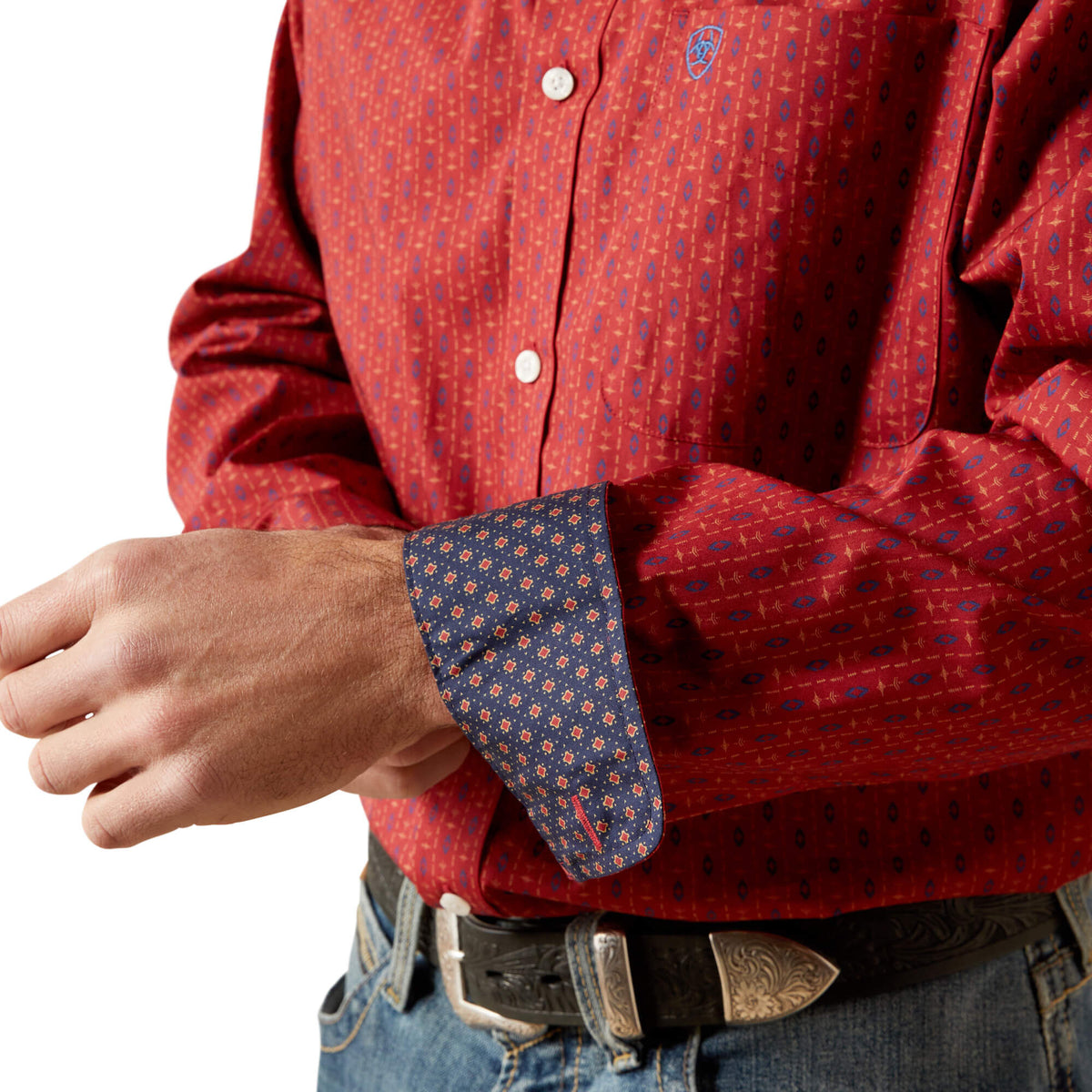 Ariat Men's Wrinkle Free Bruno Classic Fit Shirt, Red – detail 2