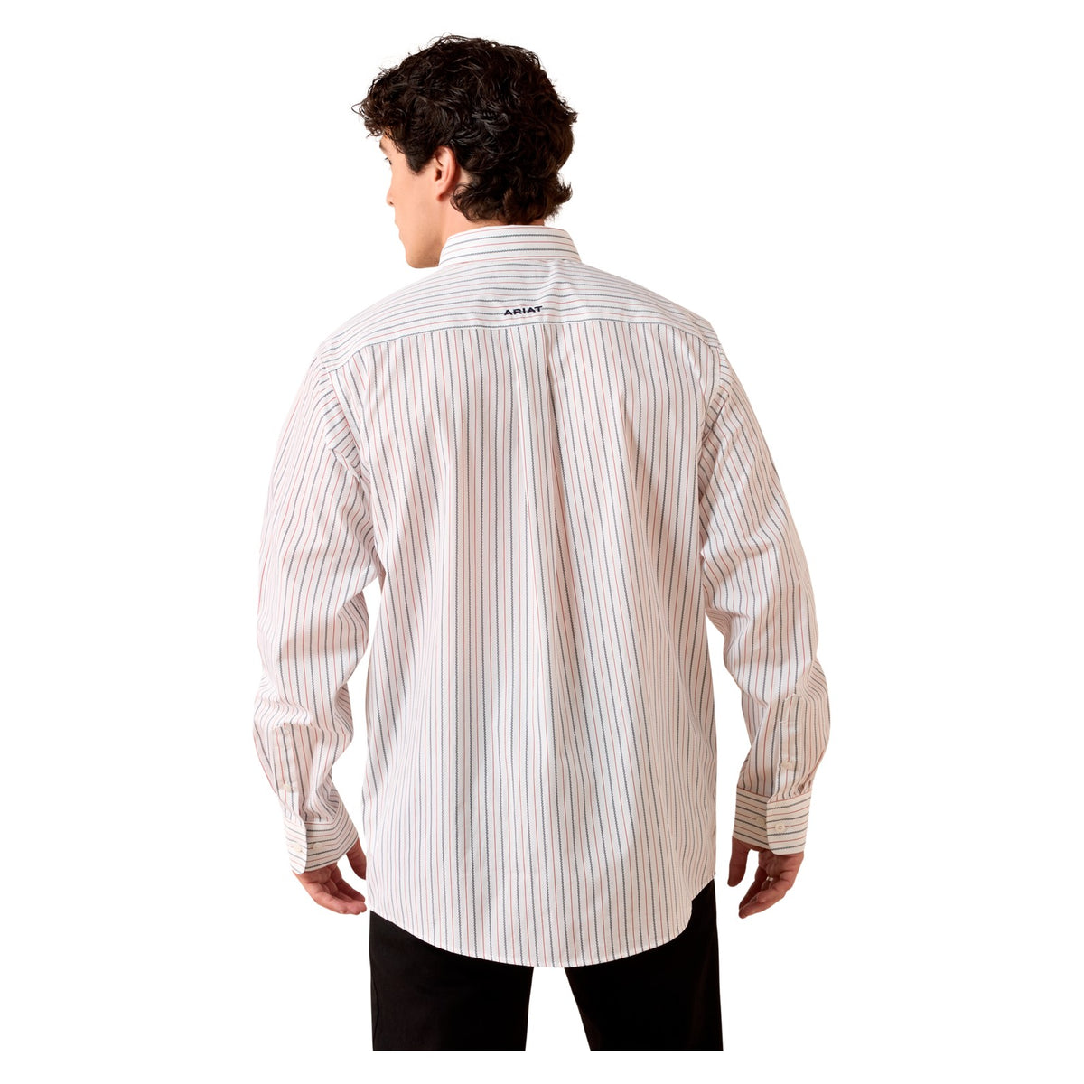 Ariat Men's Wrinkle Free Whittaker Classic Fit Shirt, White Stripe – back