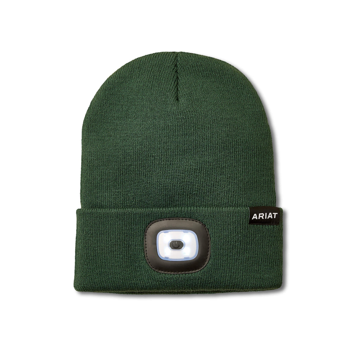 Ariat Rebar Headlight Beanie, Dark Green – 3-4 front