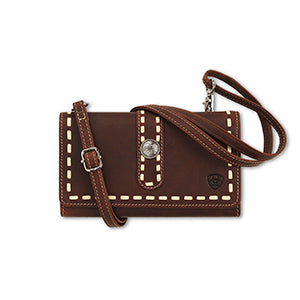 Ariat Teagan brown leather women's wallet.