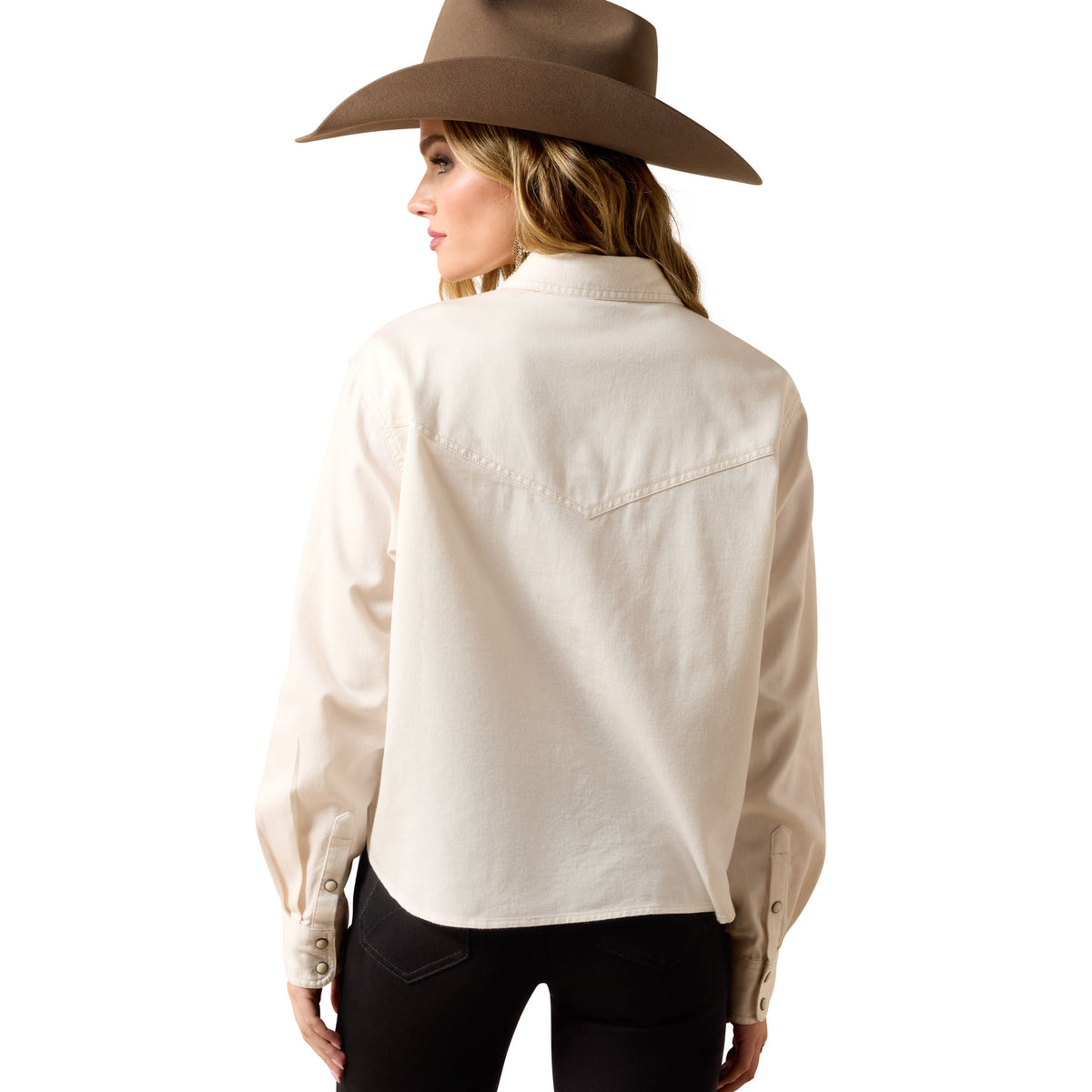 Ariat Women's Asheville Snap Shirt in Sea Salt, casual button-up shirt with snap closures and stylish design.