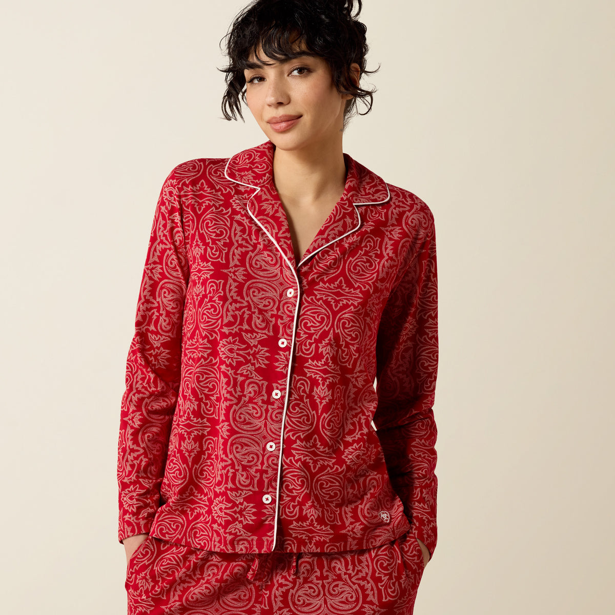 Ariat Women's Dreams Pajama Set with boot scootin' print, comfortable pajamas featuring a relaxed fit and soft fabric.