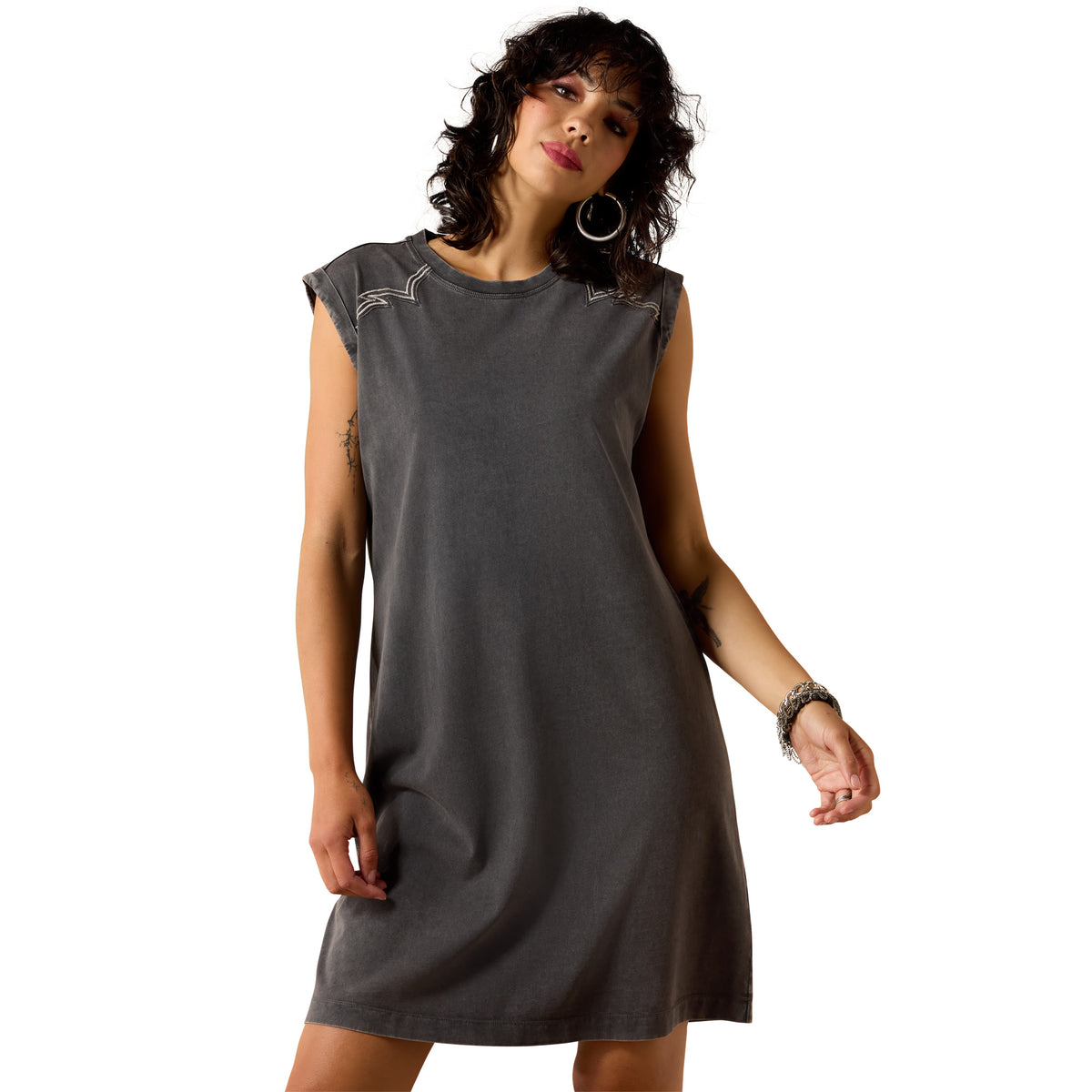 Ariat Women's Jordan Dress in Charcoal Mineral Wash, casual dress with a relaxed fit and stylish design, perfect for everyday wear.