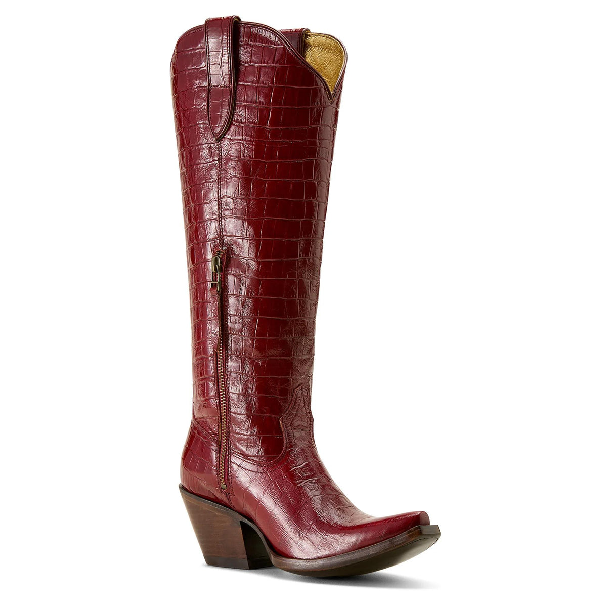 Ariat Women's Casanova X Toe Western Boot, Luxe Dubonnet Croc Print – inside, zipper side