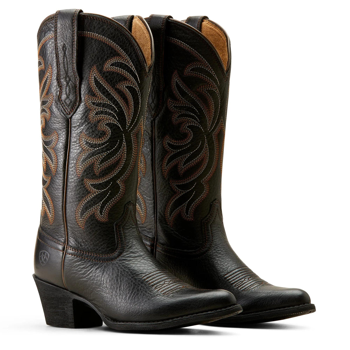 Ariat Women's Heritage J Toe Western Boot, Black Deertan – pair