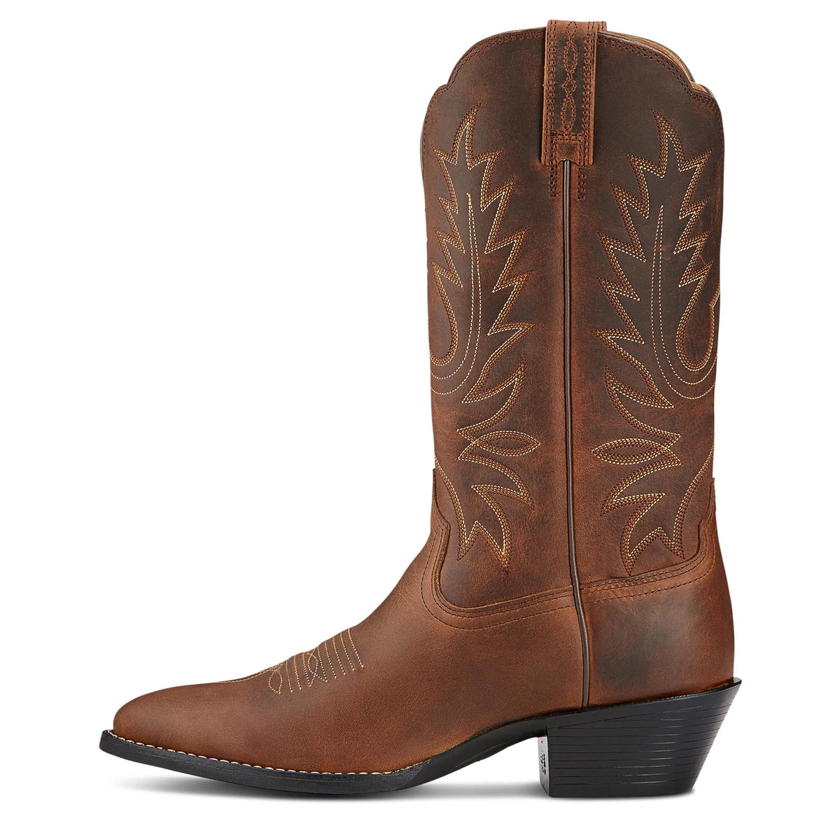 Ariat Women's Heritage R Toe Western Boot, Distressed Brown – side