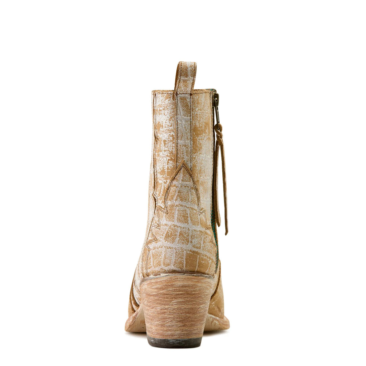 Ariat Women's Jade X Toe Western Boot, Distressed Crema Croc Print – heel