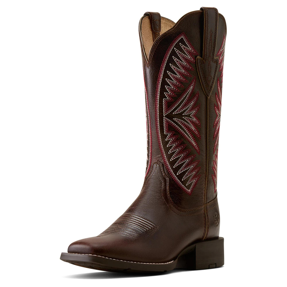 Ariat Women's Round Up Ruidoso Wide Square Toe Western Boot, Arizona Brown – 3-4 front