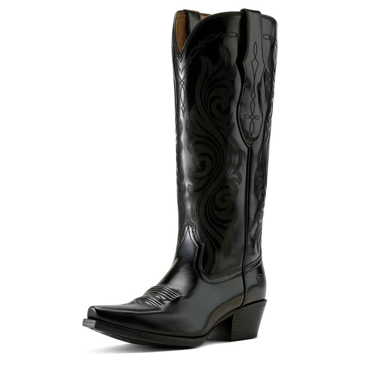 Ariat Women's Taytum X Toe Western Boot, Glossy Black – 3-4 front