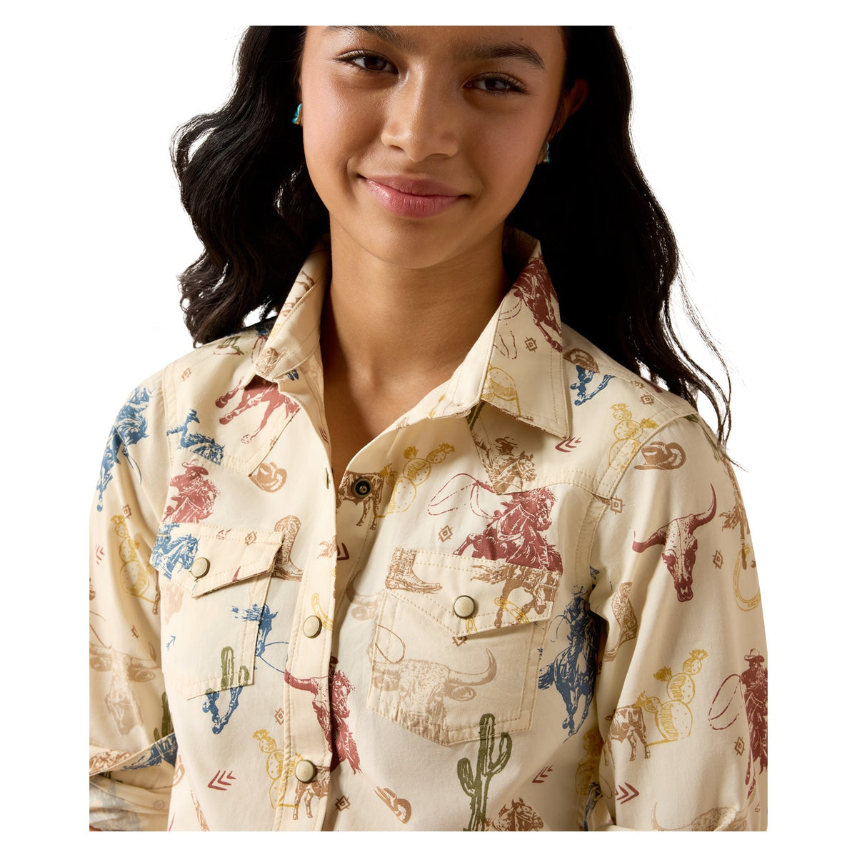 Ariat Youth Ranch Tale Western Snap Shirt, Desert Run Toile – detail