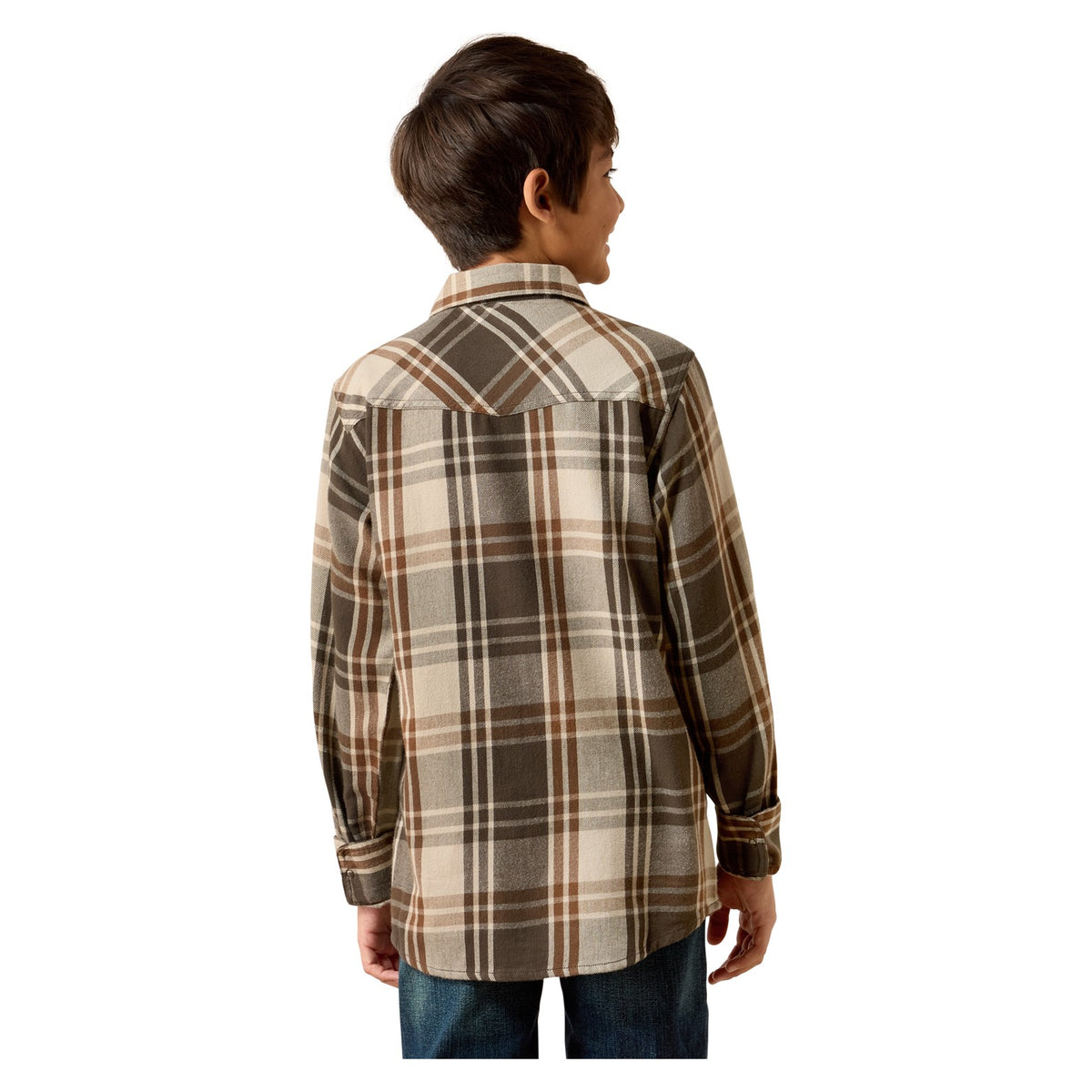 Ariat Youth Retro Howell Classic Fit Snap Shirt, Dusky Green – back