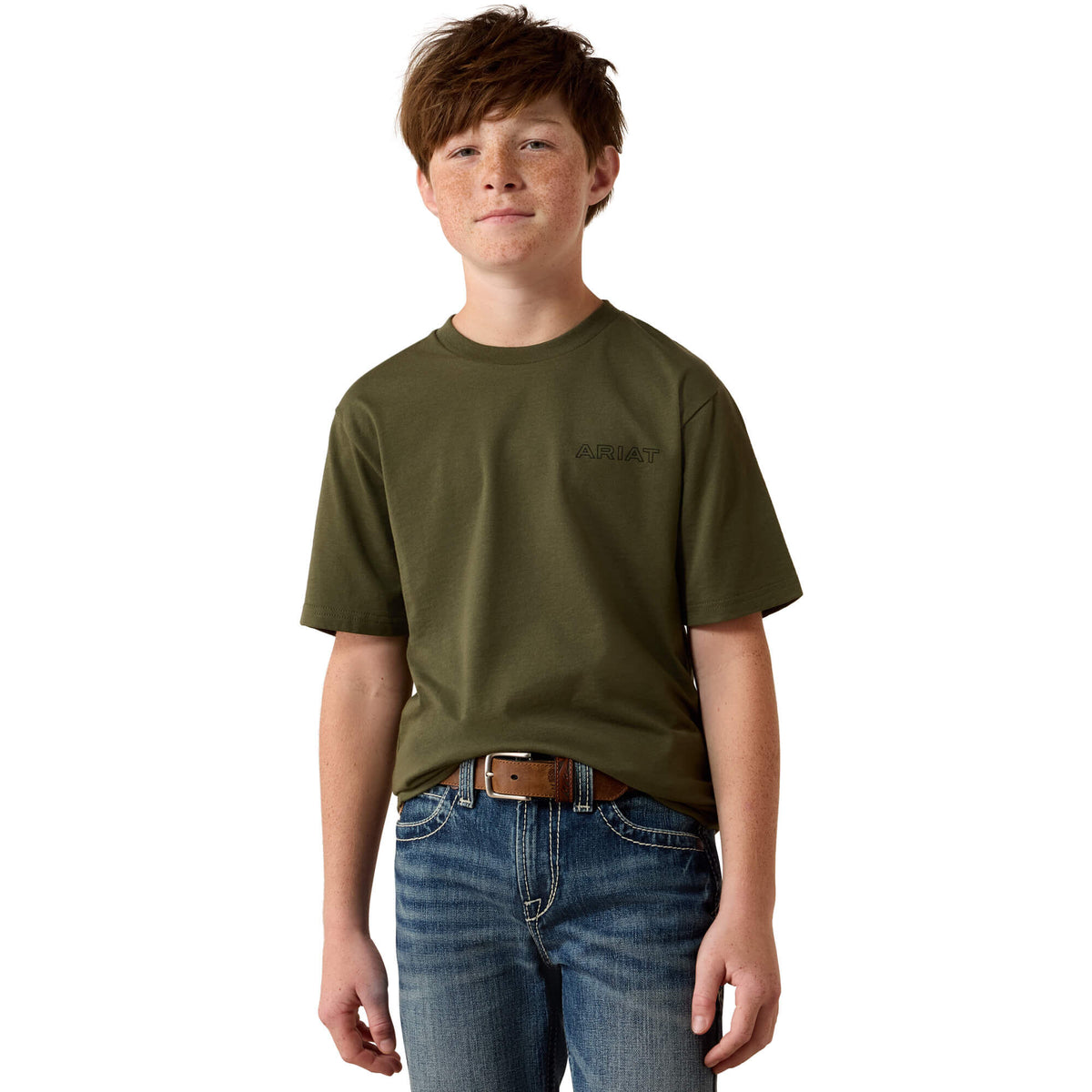 Ariat Youth Rust Serape Shield T-Shirt, Grape Leaf – front