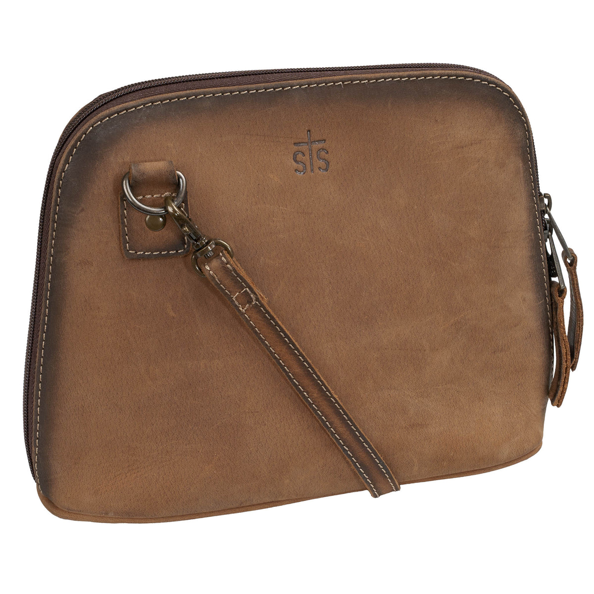 STS Ranchwear Baroness Weezy crossbody bag with leather strap and western-style details, showcasing its compact and stylish design.