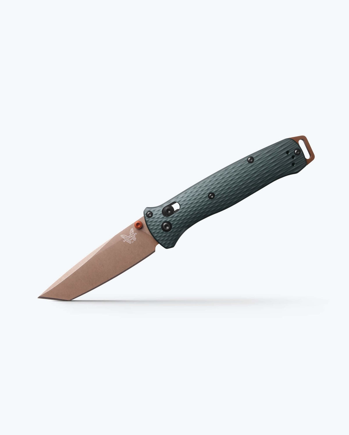 Benchmade Bailout Knife with Taiga Green handle and tanto blade, compact folding knife designed for versatile use.