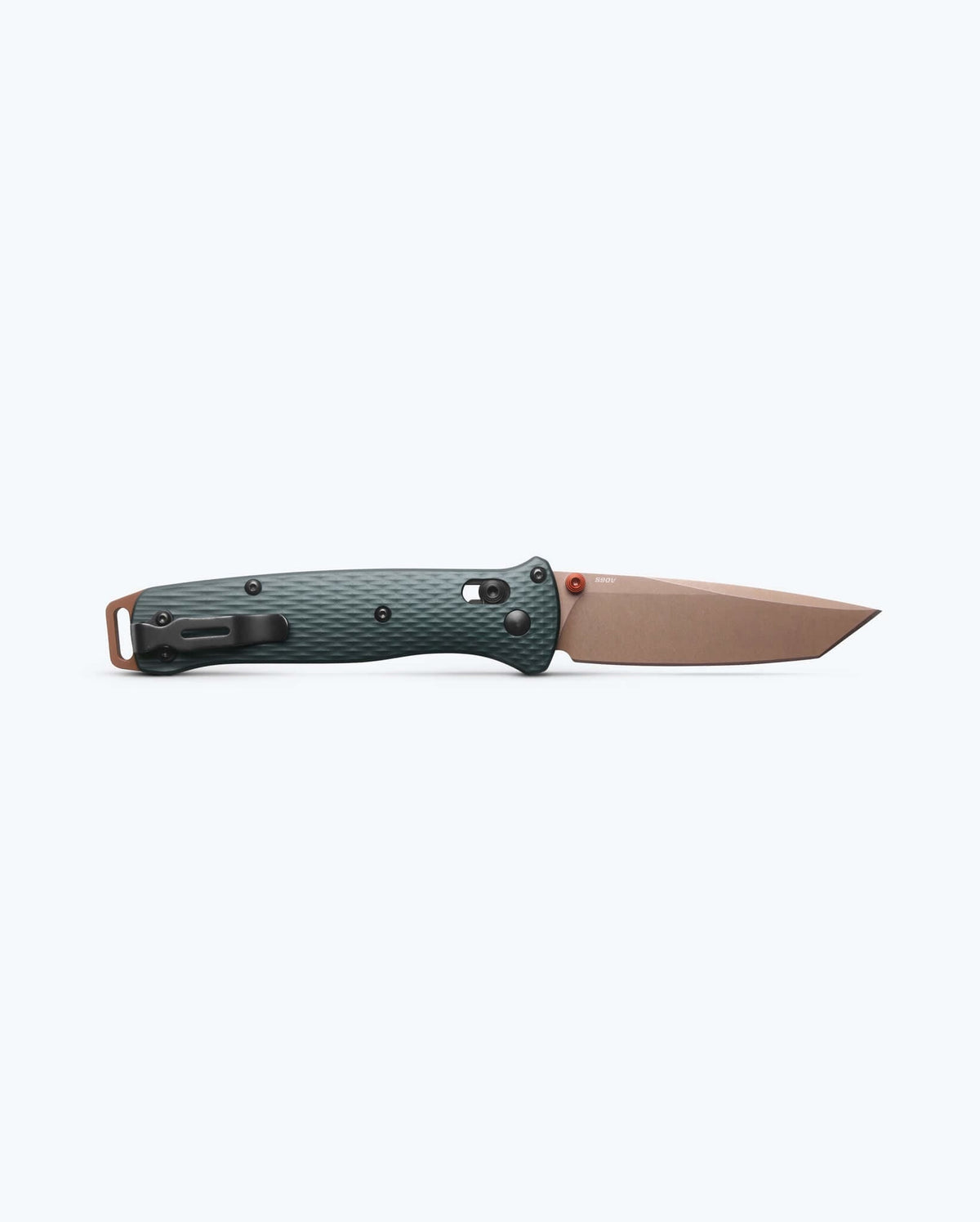 Benchmade Bailout Knife in Taiga Green with tanto blade, featuring a sturdy handle and tactical design.