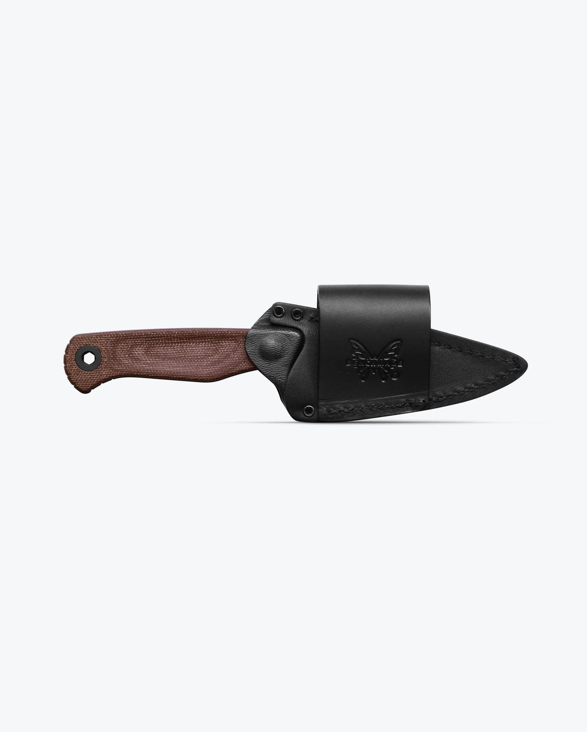 Benchmade Dacian® knife with brown Canvas Micarta handle and spear-point blade, showcasing craftsmanship and durable design.