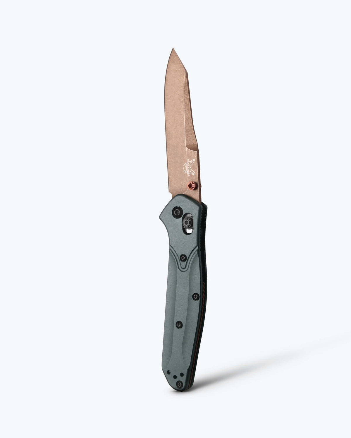 Benchmade Osborne knife with Taiga Green handle and reverse tanto blade, showcasing its sleek design and high-quality craftsmanship.