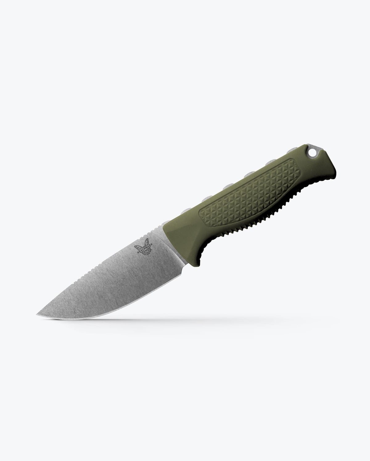 Benchmade Steep Country Knife with dark olive Santoprene handle and drop-point blade for outdoor and hunting use.
