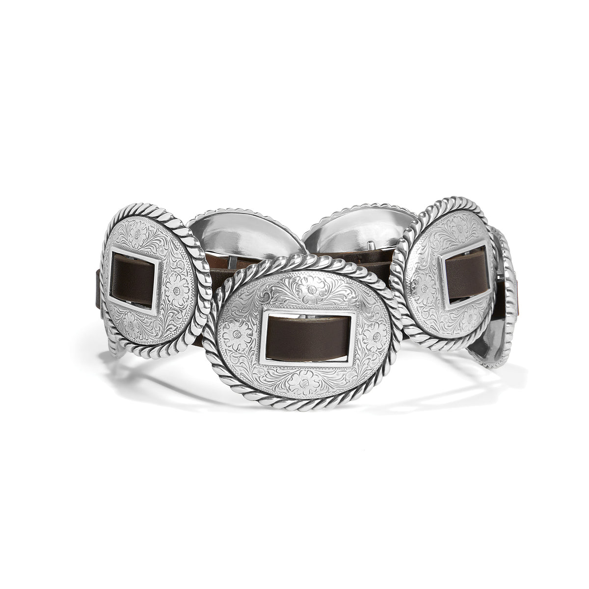 Leegin Brighton Fandango Concho Belt with decorative metal conchos and leather strap, style No. 5583L.
