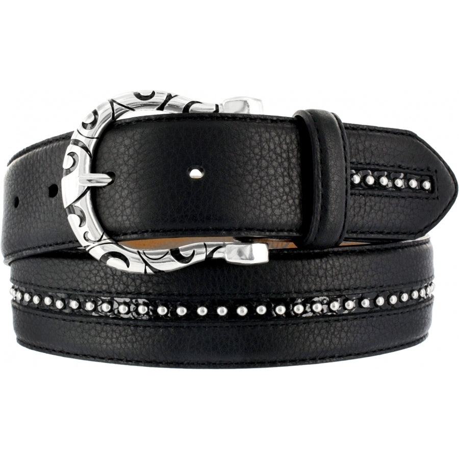 Leegin Brighton Femme Fatale belt in black leather with ornate gold buckle, stylish accessories for women.