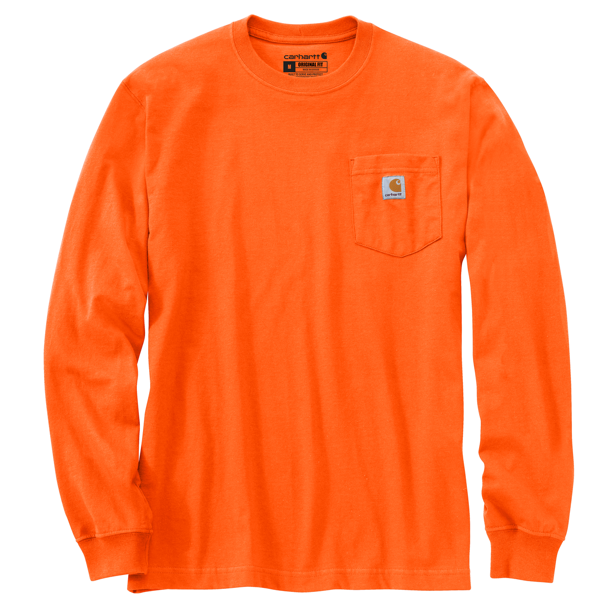 Carhartt Men's Dearborn Loose LS T-Shirt in Brite Orange, casual long-sleeve shirt with comfortable fit and durable fabric.