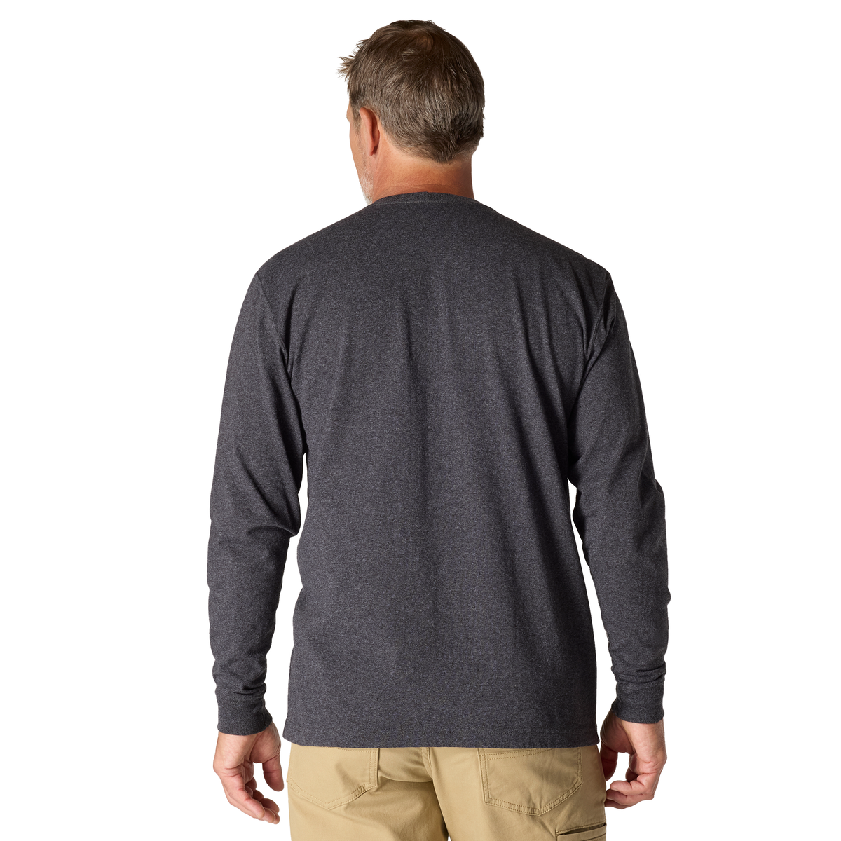 Carhartt Men's Dearborn Loose LS T-Shirt in Carbon Heather, long-sleeve casual t-shirt with a relaxed fit and soft fabric.