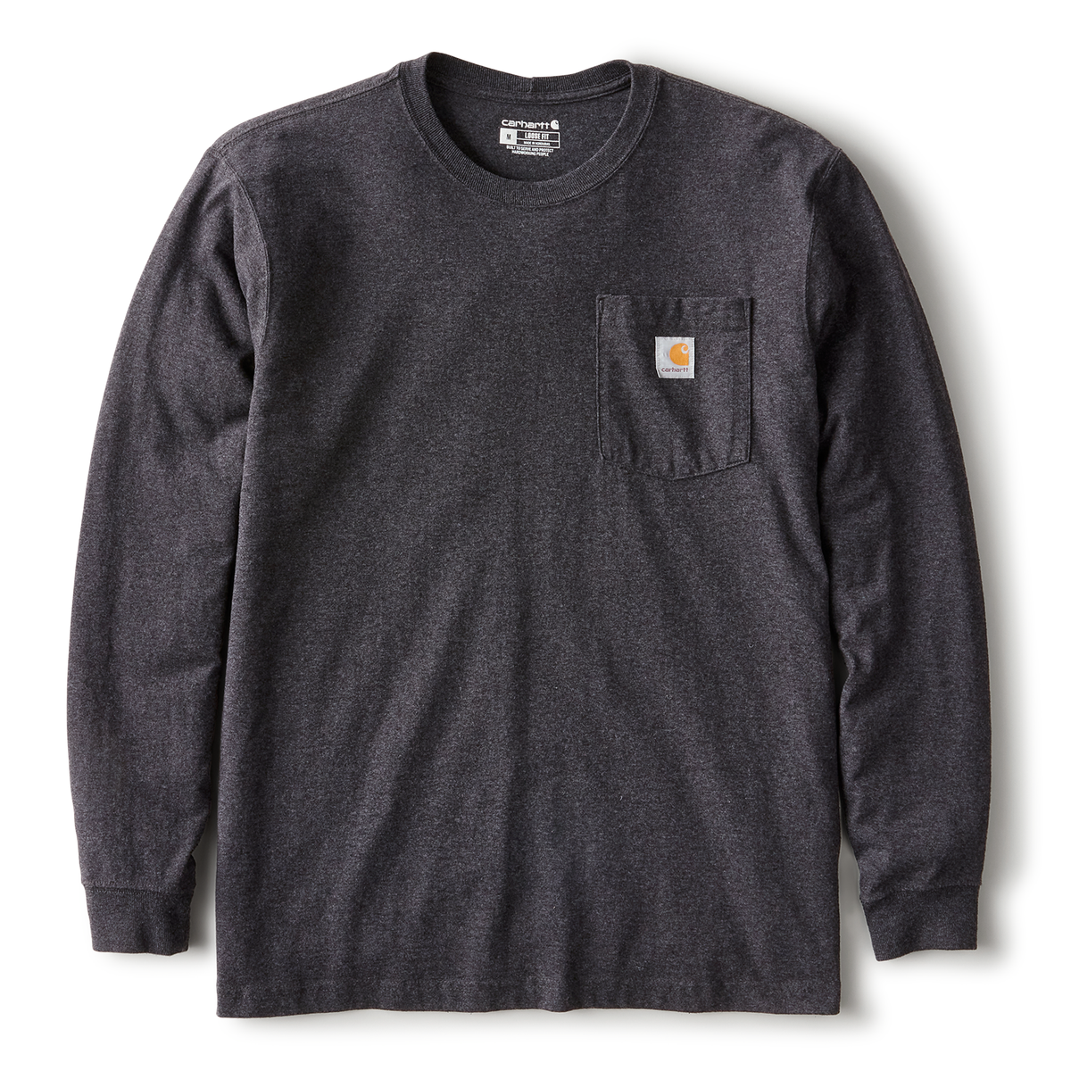 Carhartt Men's Dearborn Loose LS T-Shirt in Carbon Heather, long-sleeve casual T-shirt with a comfortable fit and soft fabric.