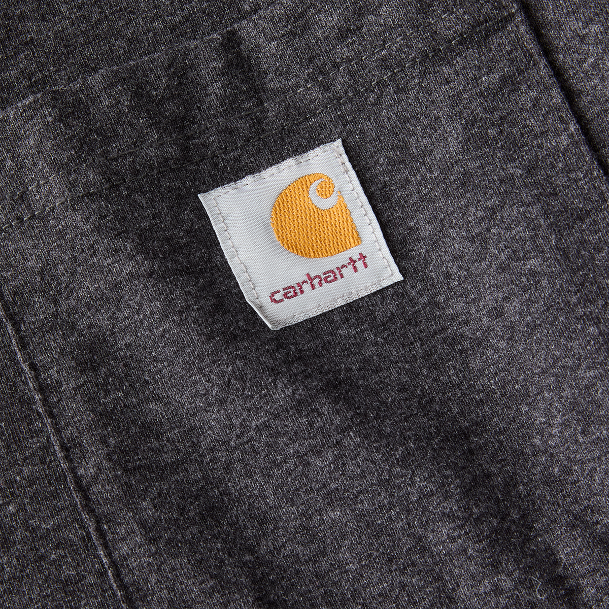 Carhartt men's Dearborn loose long-sleeve T-shirt in carbon heather, soft fabric with a relaxed fit and casual style.