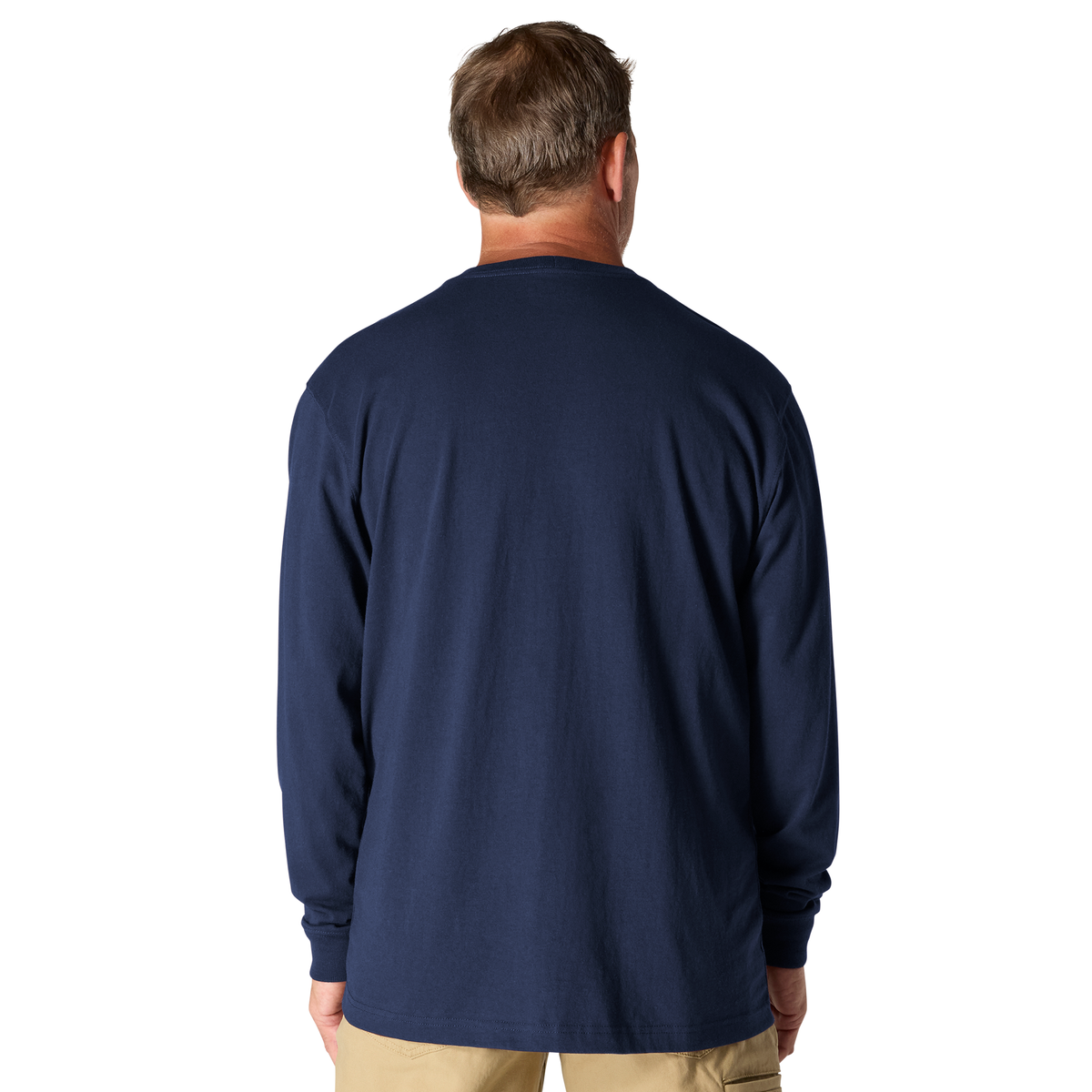 Carhartt Men's Dearborn Loose LS T-Shirt in navy, casual long-sleeve cotton t-shirt with a relaxed fit and brand logo.