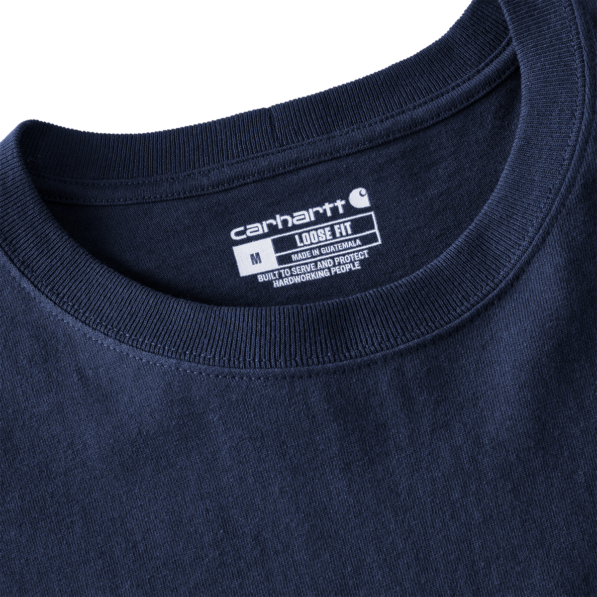Carhartt Men's Dearborn Loose LS T-Shirt in navy, casual long-sleeve T-shirt with comfortable fit and soft fabric.