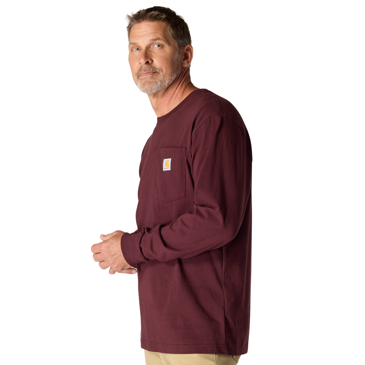 Carhartt Men's Dearborn Loose Fit Long-Sleeve T-Shirt K126 in Port