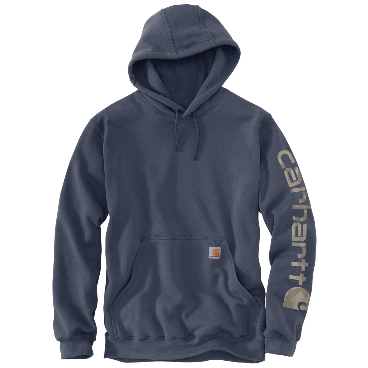 Black Carhartt men's Iconic K288 logo sweatshirt featuring a front logo design and a cozy, casual fit.