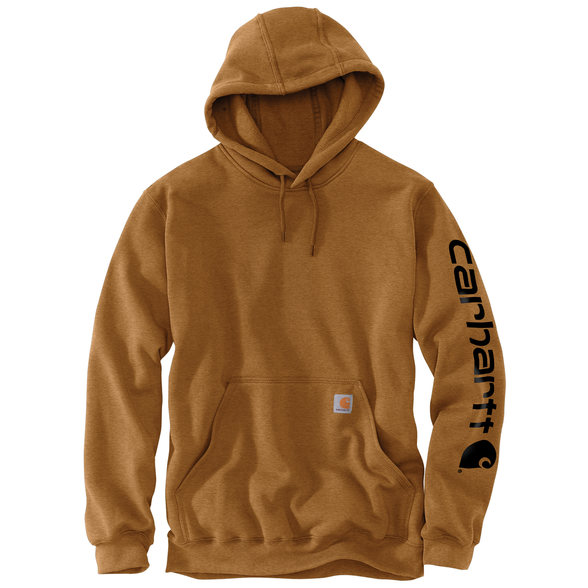 Carhartt men's Iconic K288 logo sweatshirt in brown, featuring a front logo and comfortable fleece material.