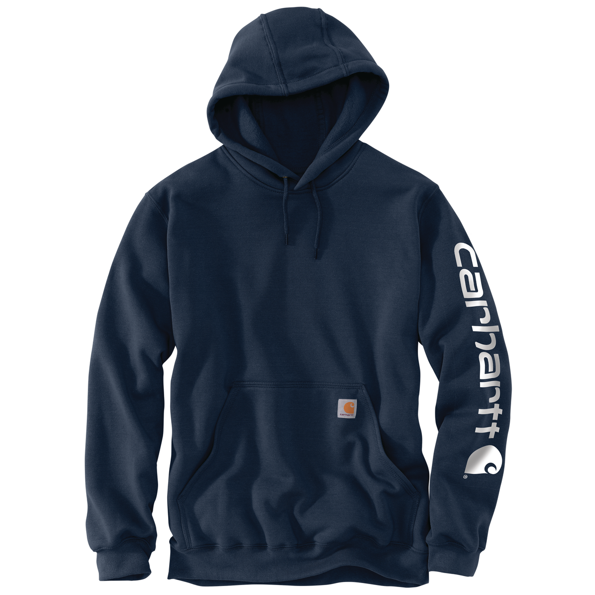 Carhartt Men's Iconic K288 Logo Sweatshirt in navy, featuring the brand's logo on the front, made of comfortable cotton fabric.