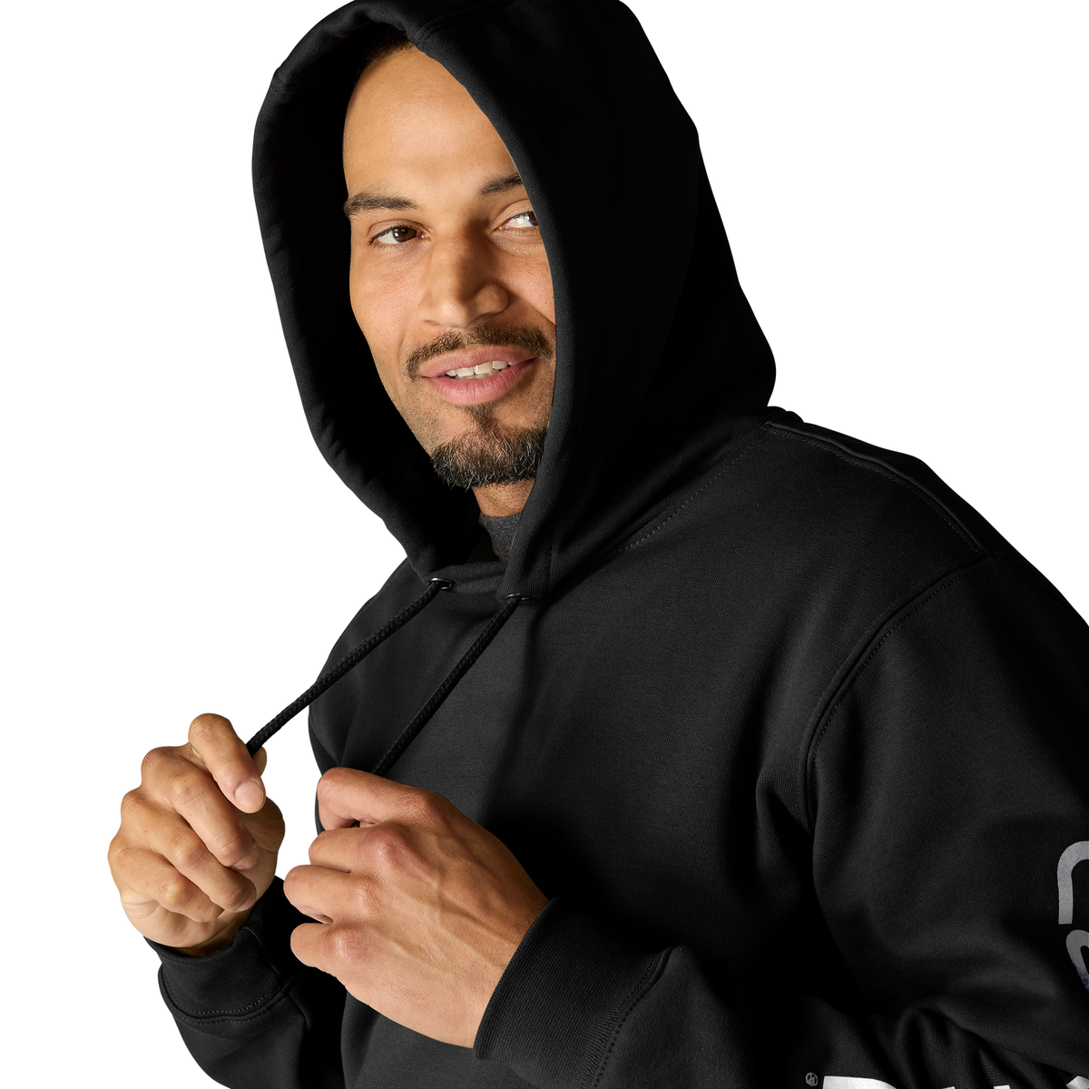 Black Carhartt men's Iconic K288 logo sweatshirt with front logo and comfortable fit, ideal for casual wear.