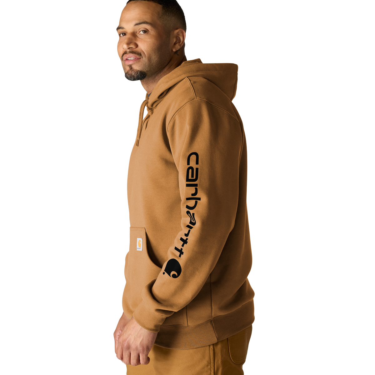 Carhartt Men's Iconic K288 Logo Sweatshirt in brown, casual sweatshirt with Carhartt branding and comfortable fit.