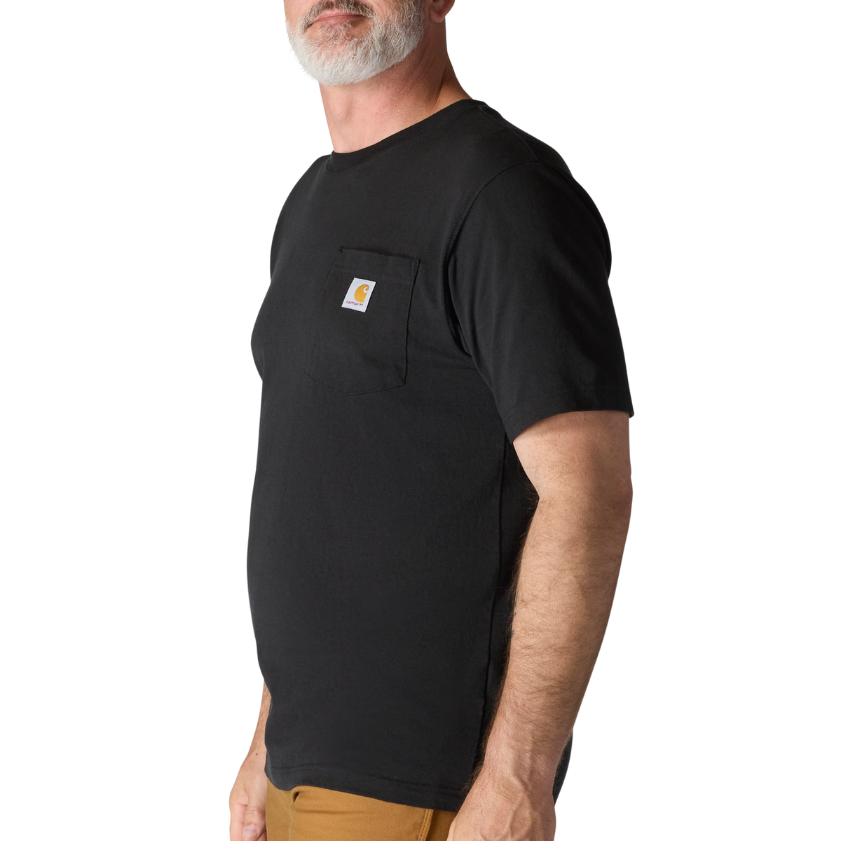 Black Carhartt Men's Iconic K87 Pocket T-Shirt with front chest pocket, casual and comfortable men's T-shirt.