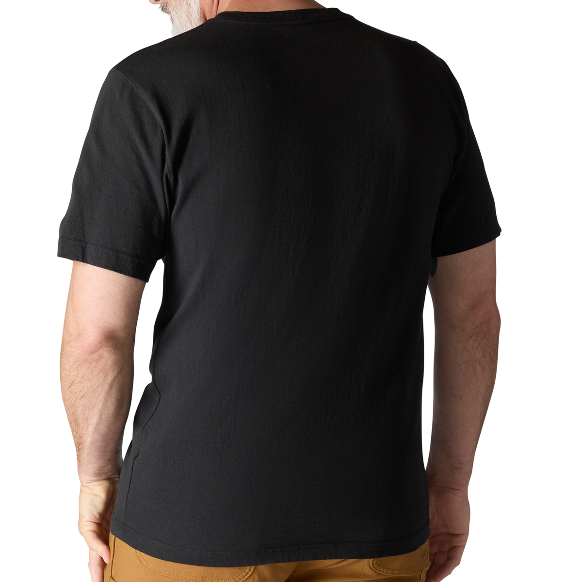 Black Carhartt Men's Iconic K87 Pocket T-Shirt showing front view with chest pocket and logo detail.